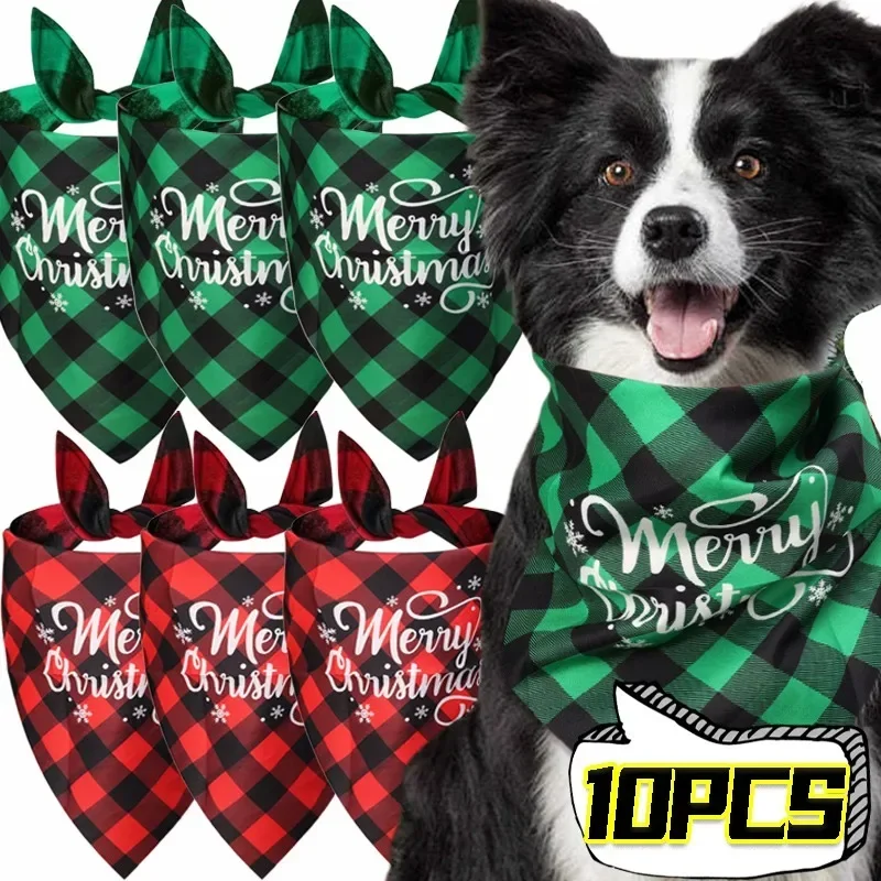 10/1PCS Pet Triangle Scarf Christmas Pet Bandana Dog Triangular Scarf for Large Dog Christmas Party Dog Bandanas Pets Drool Bib