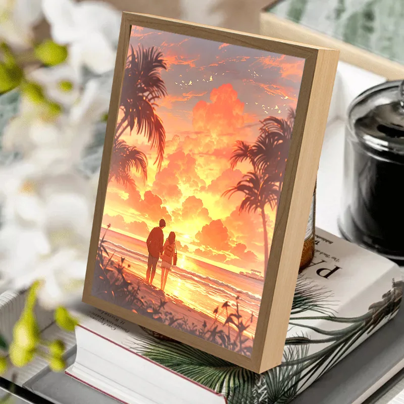 Creative LED Light Painting Landscape Healing 23*31 Acrylic Room Decoration Fan Festival Atmosphere Dark Light Art Night Light