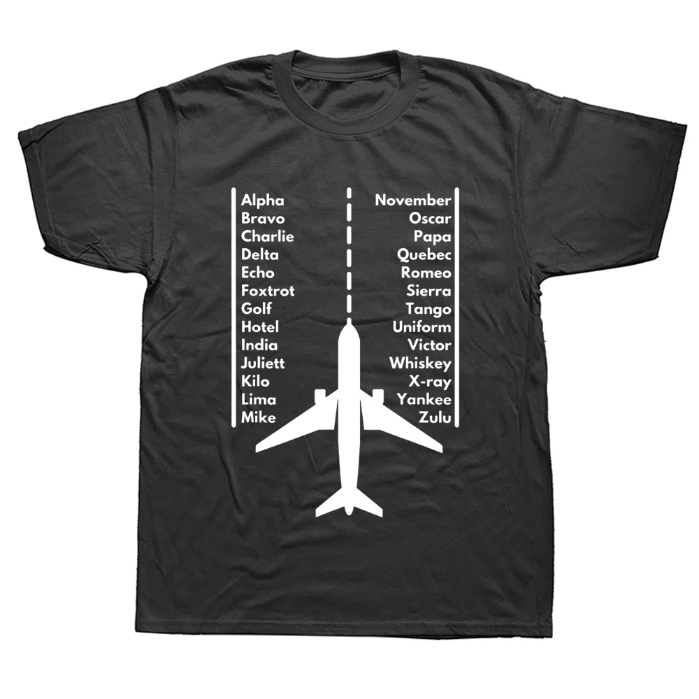 Phonetica Alphabet Funny Pilot Aviation Airplane T Shirts Graphic Cotton Streetwear Short Sleeve Birthday Gifts Summer T-shirt