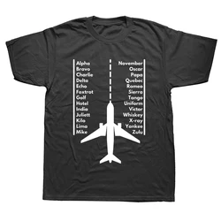 Phonetica Alphabet Funny Pilot Aviation Airplane T Shirts Graphic Cotton Streetwear Short Sleeve Birthday Gifts Summer T-shirt