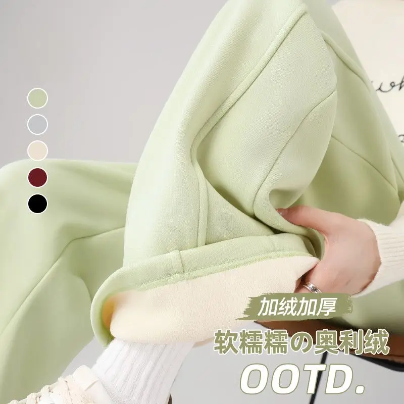 ใหม่ฤดูหนาวหนากางเกงผ้าฝ้ายอุ่นสําหรับผู้หญิงกางเกงขากว้างบางและแคบสําหรับฤดูใบไม้ผลิ