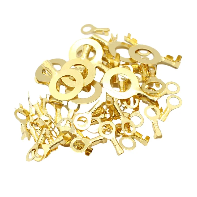 150/540 PCS M3/M4/M5/M6/M8/M10 Ring Lugs Eyes Copper Crimp Terminals Cable Lug Wire Connector Non-insulated Assortment Kit