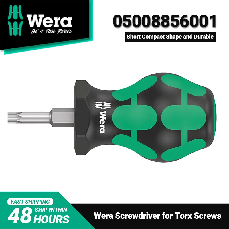 WERA 05008856001 367 TORX Stubby Screwdriver TX 10 x 25 mm Short Compact Shape for Working in Confined Spaces and Durable
