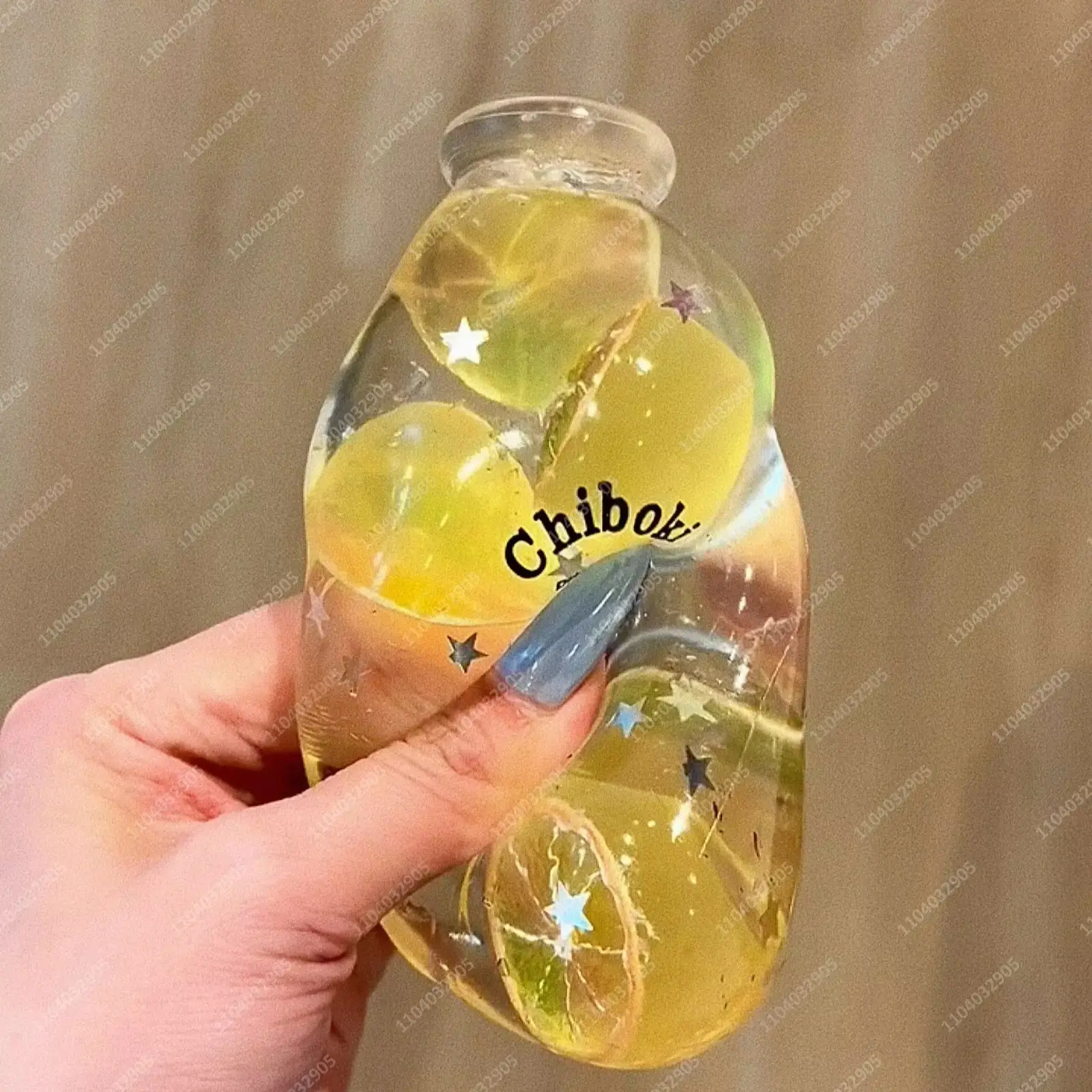 

Glass Lemon Bottle Stress Ball Fruit Hard Candy Water Bottle Squishy Transparent Fidget Toys ASMR Sensory Anti Stress for Adults