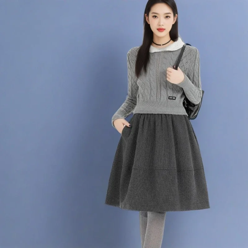 Korean New Retro College Style Woolen Skirt for Women Autumn and Winter A-line Fluffy Skirt All Match Fashion Mid Length Skirt