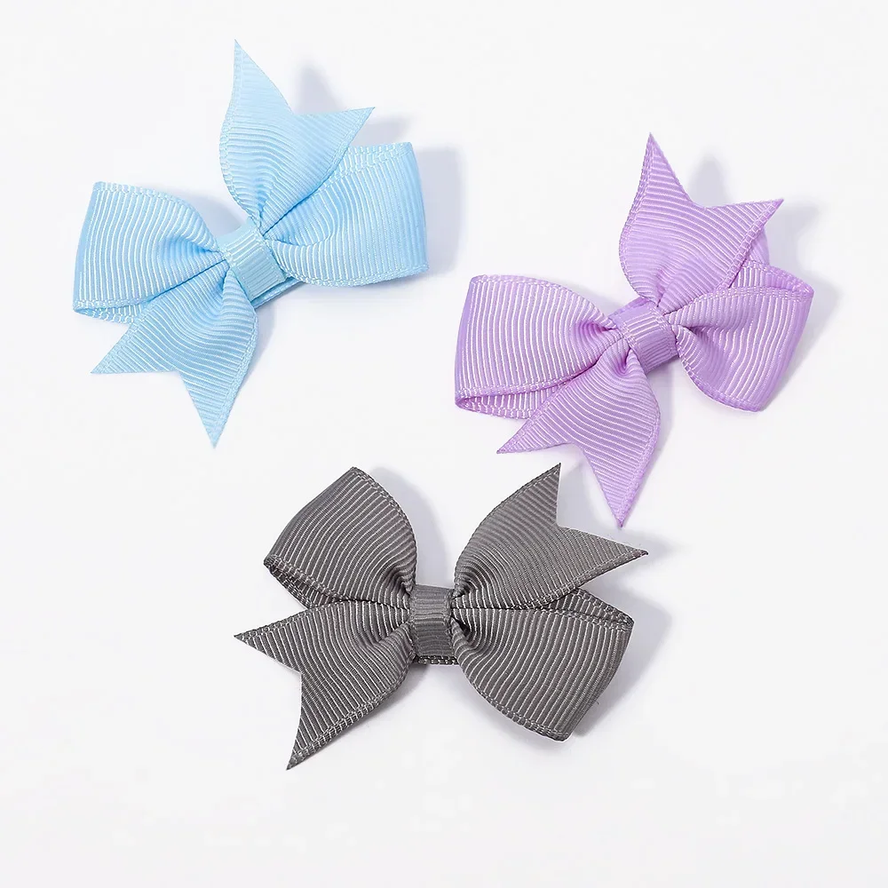 40pcs/lot 2.2 Inch Solid Hair Bows Boutique Hair Clip For Kids Girls Grosgrain Ribbon Barrettes Headwear Hair Accessories