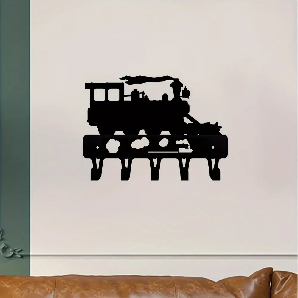 CIFBUY Steam Train Metal Wall Art Key Holder Iron Coat Hook Rack Entryway Home Decor Gift Rustic Sign
