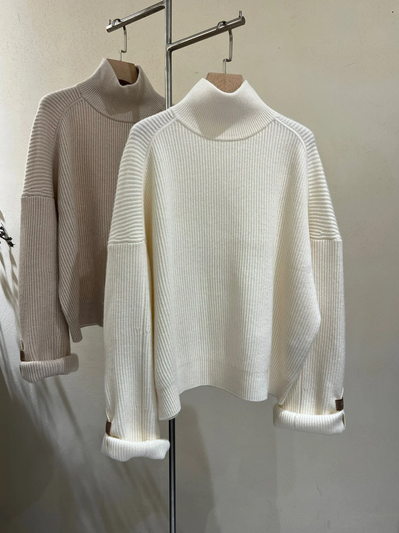 

New Autumn Winter Top Solid B*C Half High Neck Loose Slouchy Cashmere Pullover Thickened Sweater Knit Sweater Women