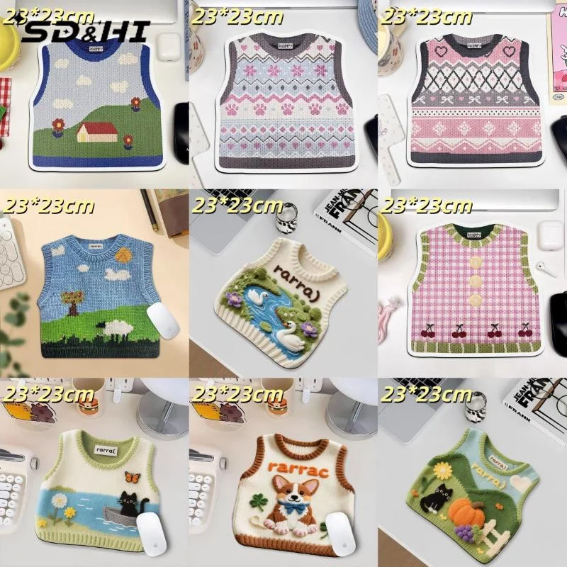 Desk Anti-Slip Sweater Mouse Mat Simulated Printing Knitted Sweater Mouse Pad Cute Cartoon Keyboard Mice Mat