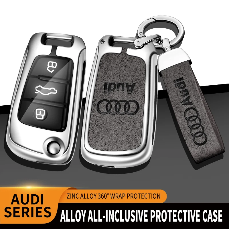 Zinc Alloy Car Remote Key Case Cover Shell For Audi C5 C6 R8 A1 A3 A4 A5 A6 A7 Q3 Q5 Q7 S6 B6 B7 B8 8P 8V 8L TT RS RS3 S3 Sline