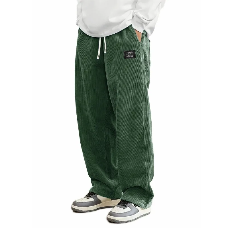 Men's Loose Wide Leg Trousers Elastic Waist Drawstring Daily Casual Street Style Pants with Pockets