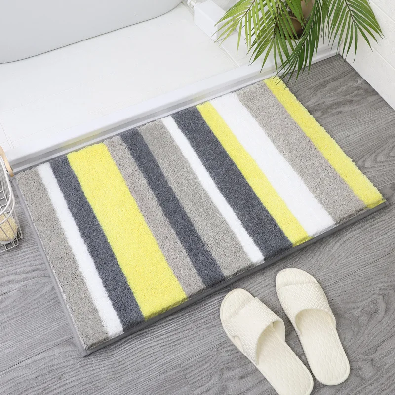 Simple Nordic Stripe Bath Mat Absorbent Water Entrance Doormat Soft Bathroom Rugs Non-Slip Floor Carpet Kitchen Area Rug Home