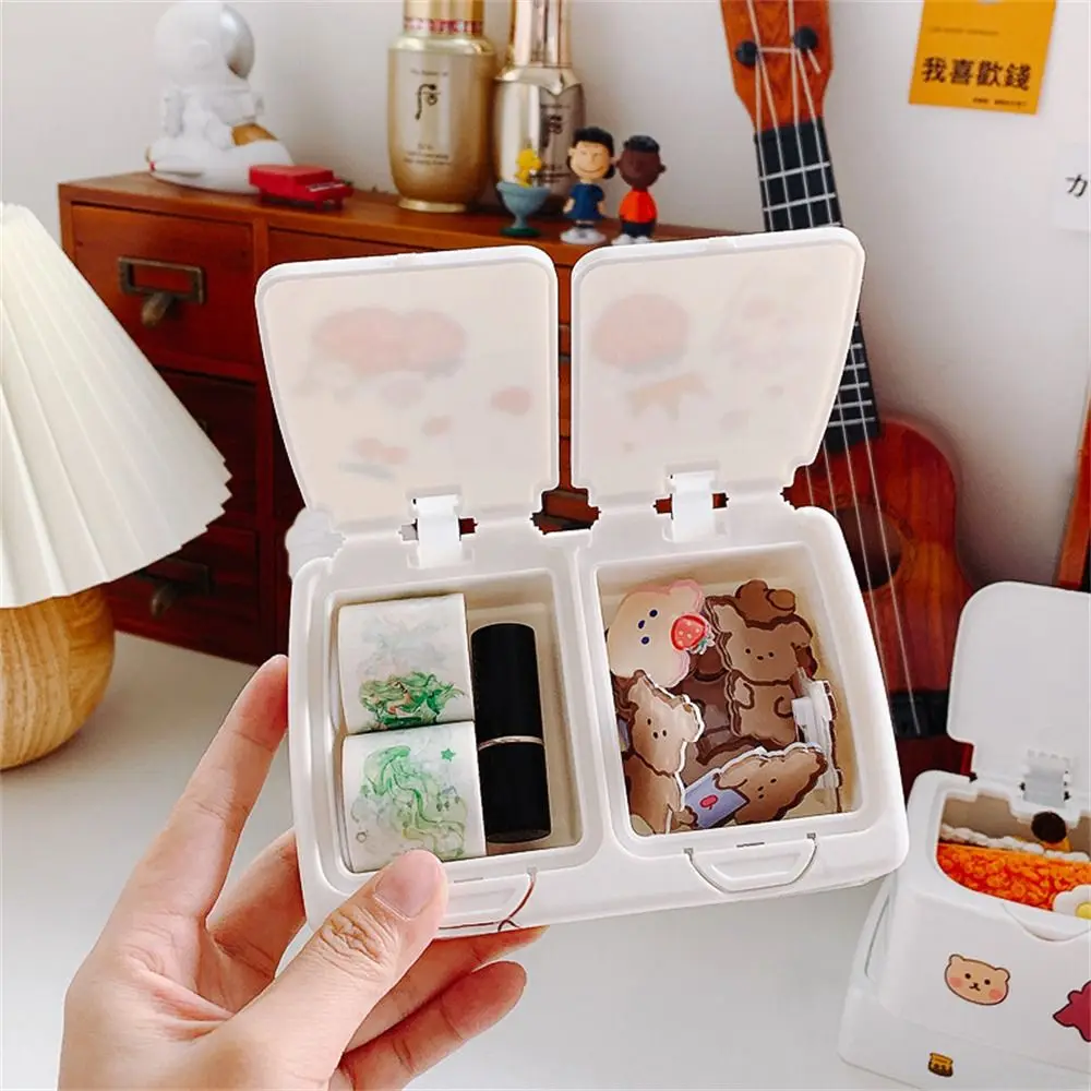 Grote Capaciteit Bureau Organizer Box Plastic Doos Multi-Functionele Briefpapier Containers Rechthoek Met Deksel Sticker Opbergdoos