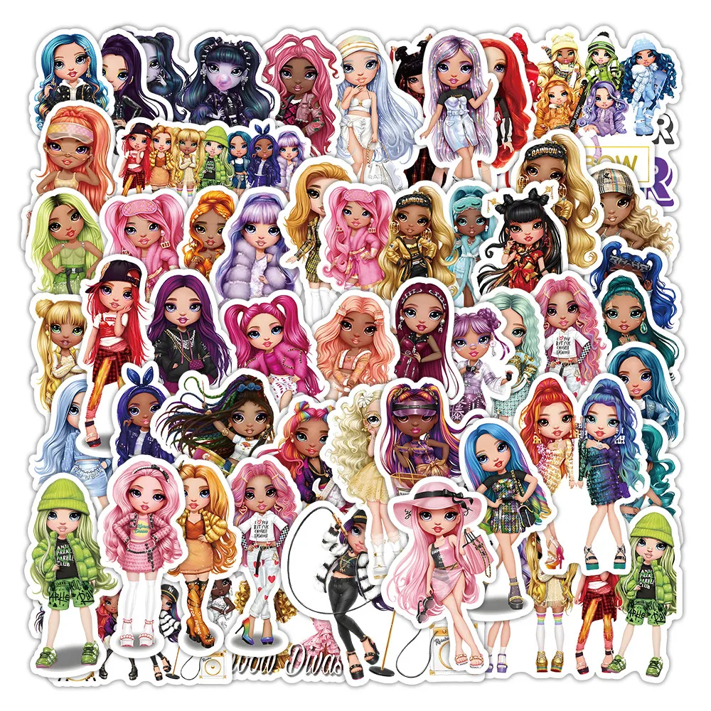 ملصقات دمية قوس قزح لطيفة مكونة من 51 قطعة - شارات زخرفية لأجهزة الكمبيوتر المحمولة وحقائب الهواتف وحقائب الظهر والمجلات لتسجيل متجر YourLife