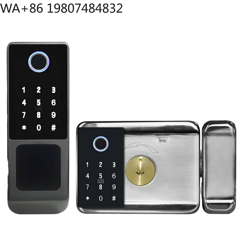 IP65 Waterproof Automatic Outdoor Gate Rim Lock Double Sided Touch Keypad WiFi App Fingerprint Digital Security Lock