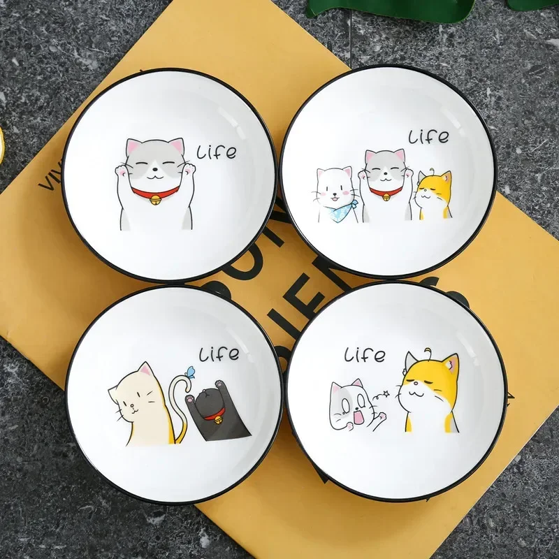 Cartoon Cat Snack Dipping Plates Household Ceramic Seasoning Dish Creative Kitchen Small Sauce Bowl Vinegar Soy Snack Dishes