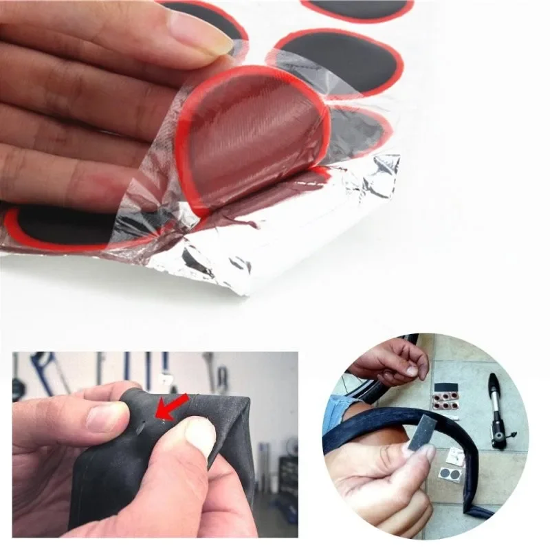 48pcs Rubber Puncture Patches Bicycle Tire Tyre Tube Repair Patch Kit No Glue Bicycle Inner Tube Puncture Repair Tools