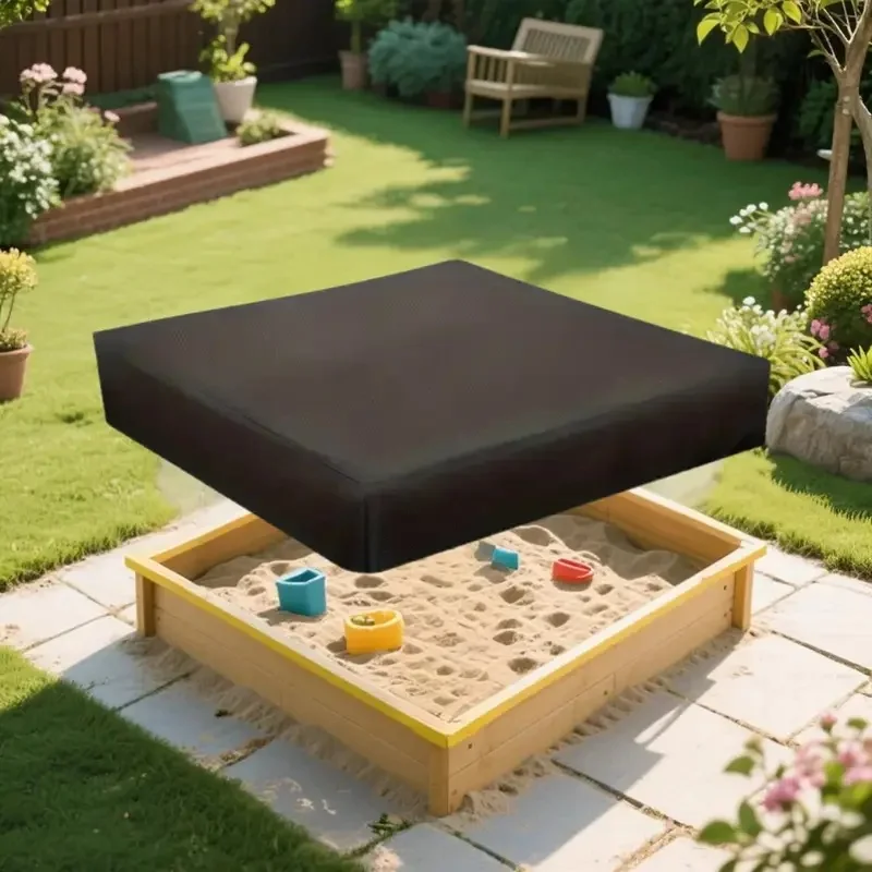 1pc Amusement Park Square Sandbox Cover/Sandpit Cover - Black/Green High-quality Oxford cloth material - Suitable for outdoor