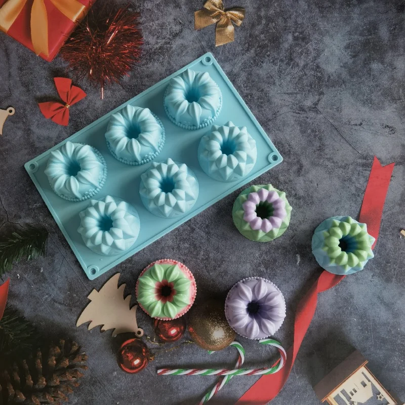 Porous Crown Silicone Cake Baking Mold Multi Style Flower Doughnut Biscuit Jelly Ice Mould Gemstone Soap Candle Making Set Gifts