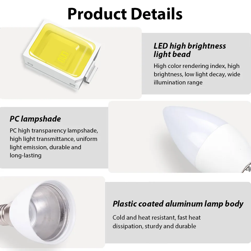 4 قطعة E14 E27 Led شمعة لمبة 3 واط 6 واط Led مصباح 220 فولت Led أضواء مصباح نجف للمنزل الديكور غرفة نوم مكتب