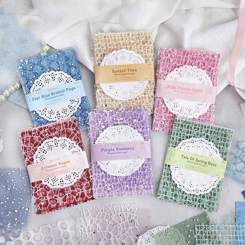 Romantic Paper Texture Series Vintage Lace Hollow Mesh Landscape Material Creative DIY Junk Journal Material Collage Stationery