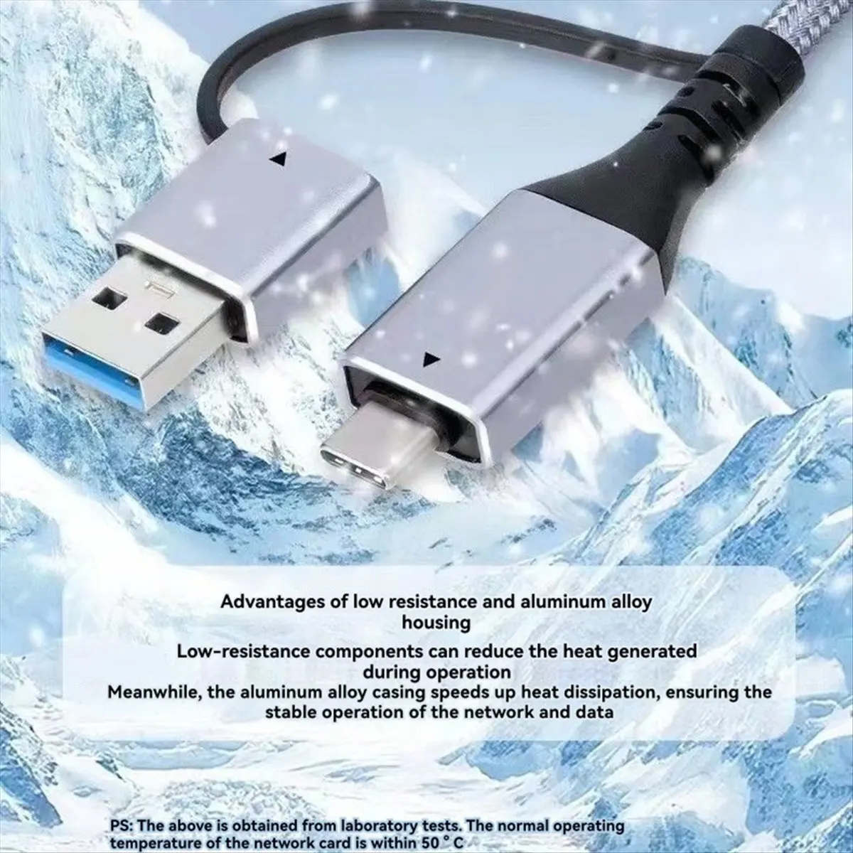 Type-C/USB3.0 2-in-1 to RJ45 Gigabit Ethernet Cable Laptop Gigabit Braided Rope Network Interface Cable