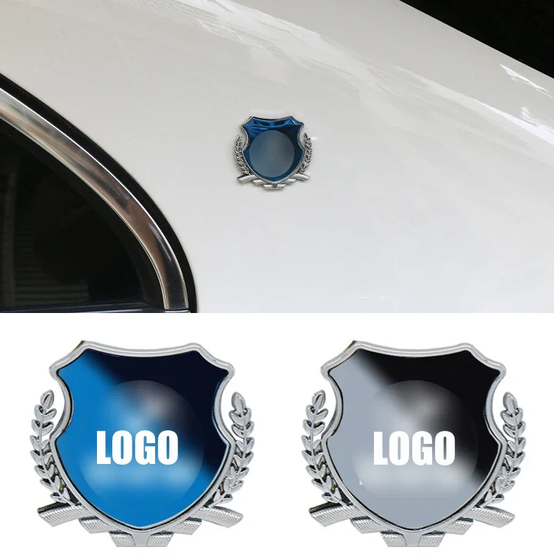 3D Three-dimensional Car Sticker Metal Wheat Ear Side Mark Body Window Decor Electroplated Silver Mirror Black Car Sticker Logo