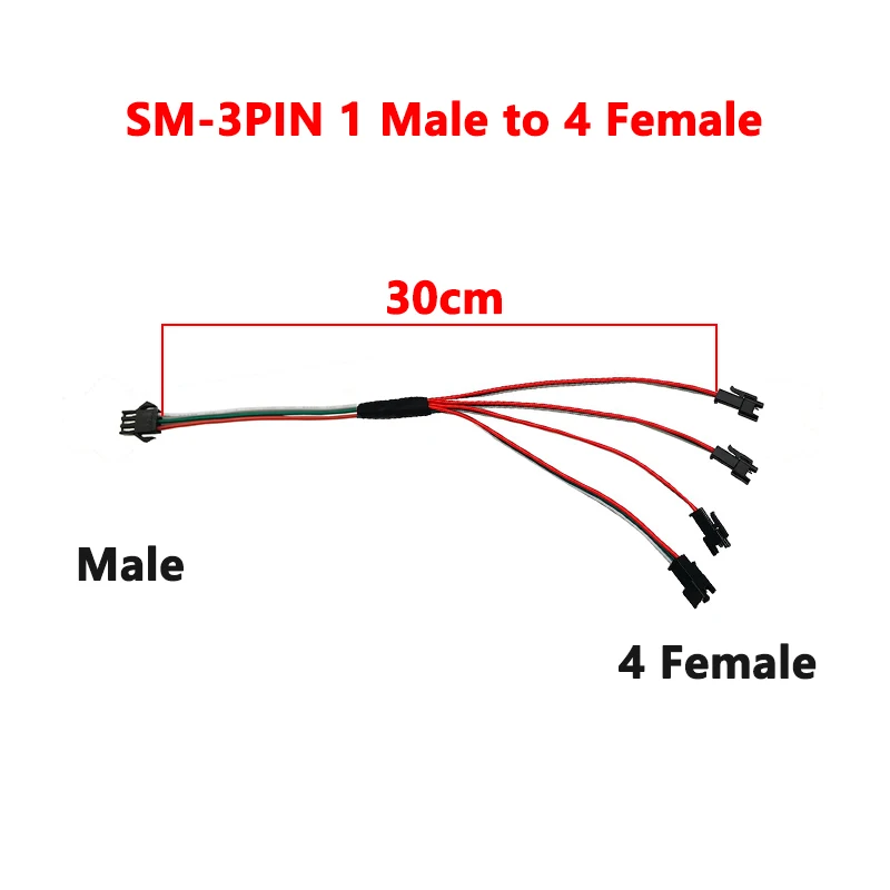 LED 스트립 JST SM 3P 수 암 연결 하네스, 동기화 와이어, 2.54mm 피치, 연장 케이블, 3 핀 AWG22, 1M, 2M, 5M