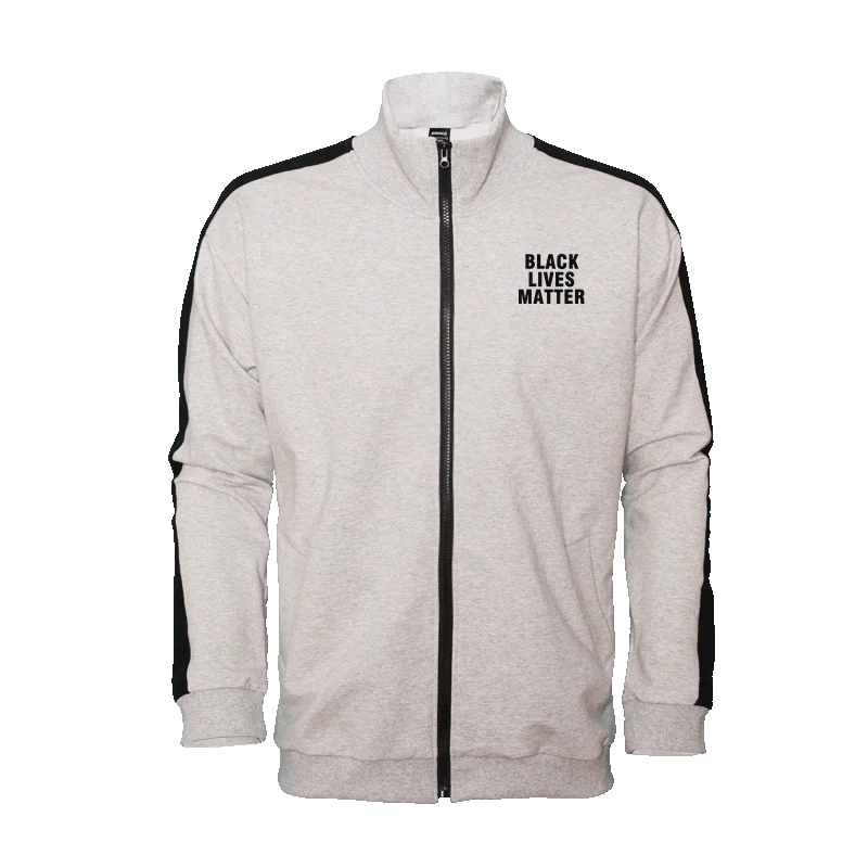 Kardigan z kapturem James Strike BLA LIVES MATTER, modny młodzieżowy wzór geometryczny, mieszanka bawełny i poliestru, jesienna moda.