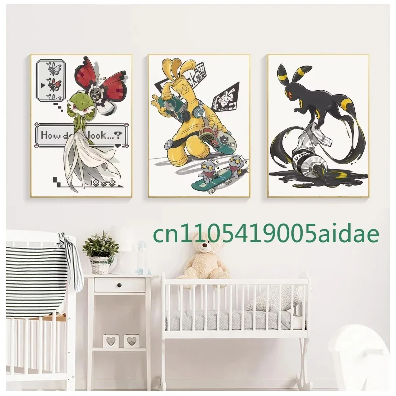 

Pokemon Latios Latias Eevee Anime Moon Evolution Picture Print Watercolor Poster Home Canvas Decor Painting Kids Poster Gifts