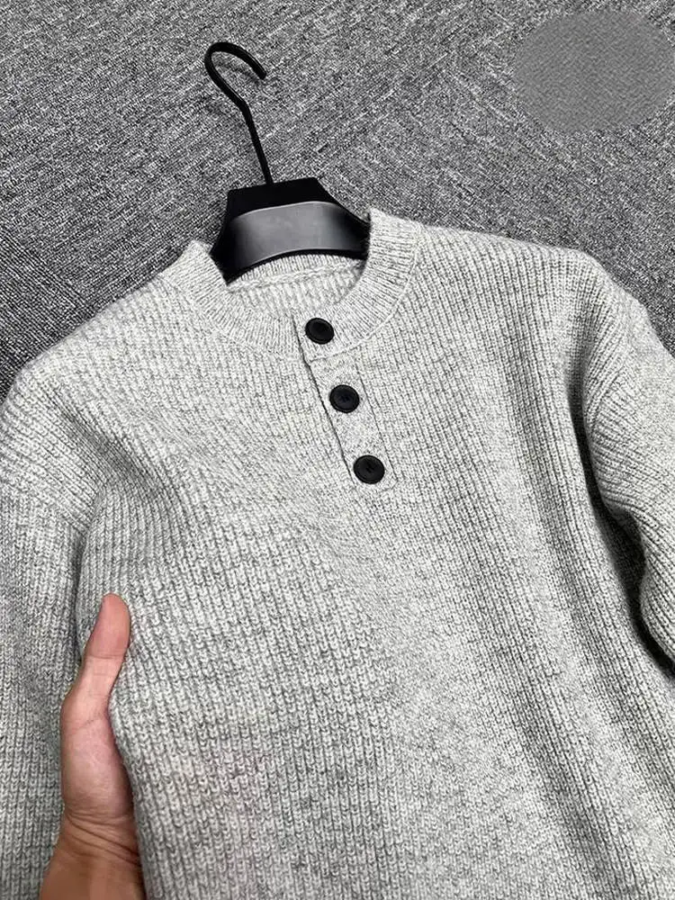 

Мужской свитер в американском ретро-стиле, осенне-зимний, утепленный, свободного кроя, вязаный, повседневный, модный, с длинным рукавом, круглым вырезом, из полиэстера.