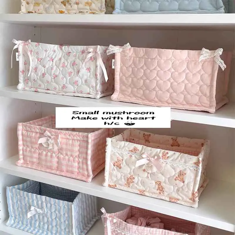 

Square Storage Basket Desktop Organizer Storage Basket Box Home Quilted Foldable Storage Bins For Household Clothes Socks Toy