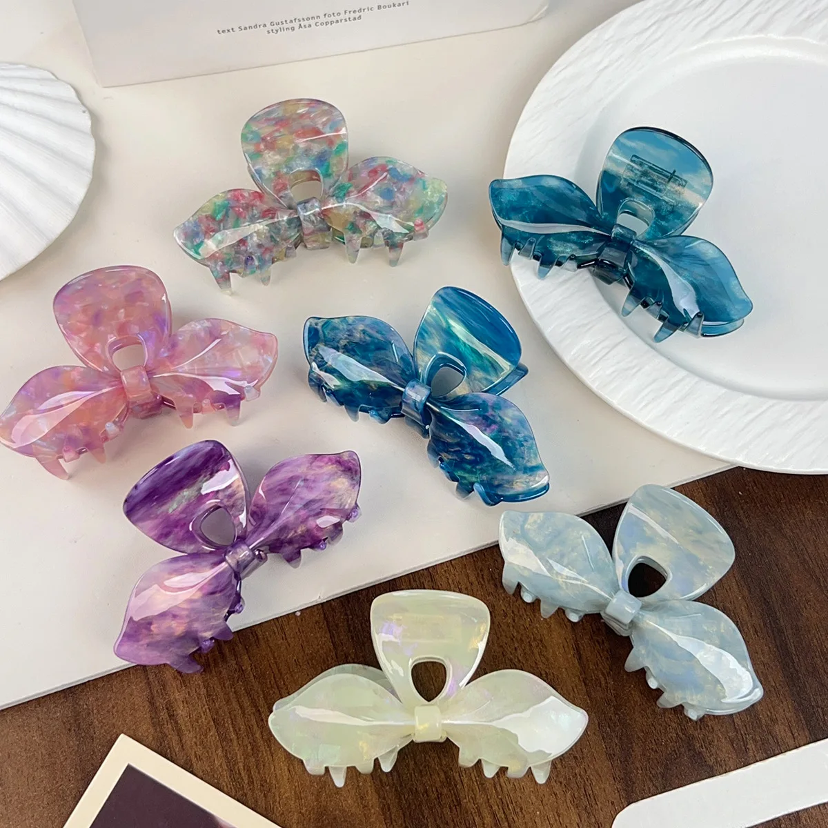 

High-end Bow Hair Clip, Acetate Textured Hair Clip, Updo Hair Clip, Fresh and Versatile Hair Accessory for Women