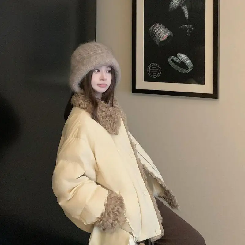 Gewatteerde damesjas Outdoor Dagelijks gebruik Koreaanse retro bontkraag Gesplitst katoenen jas voor dames Winter Nieuwe stijl Los dik