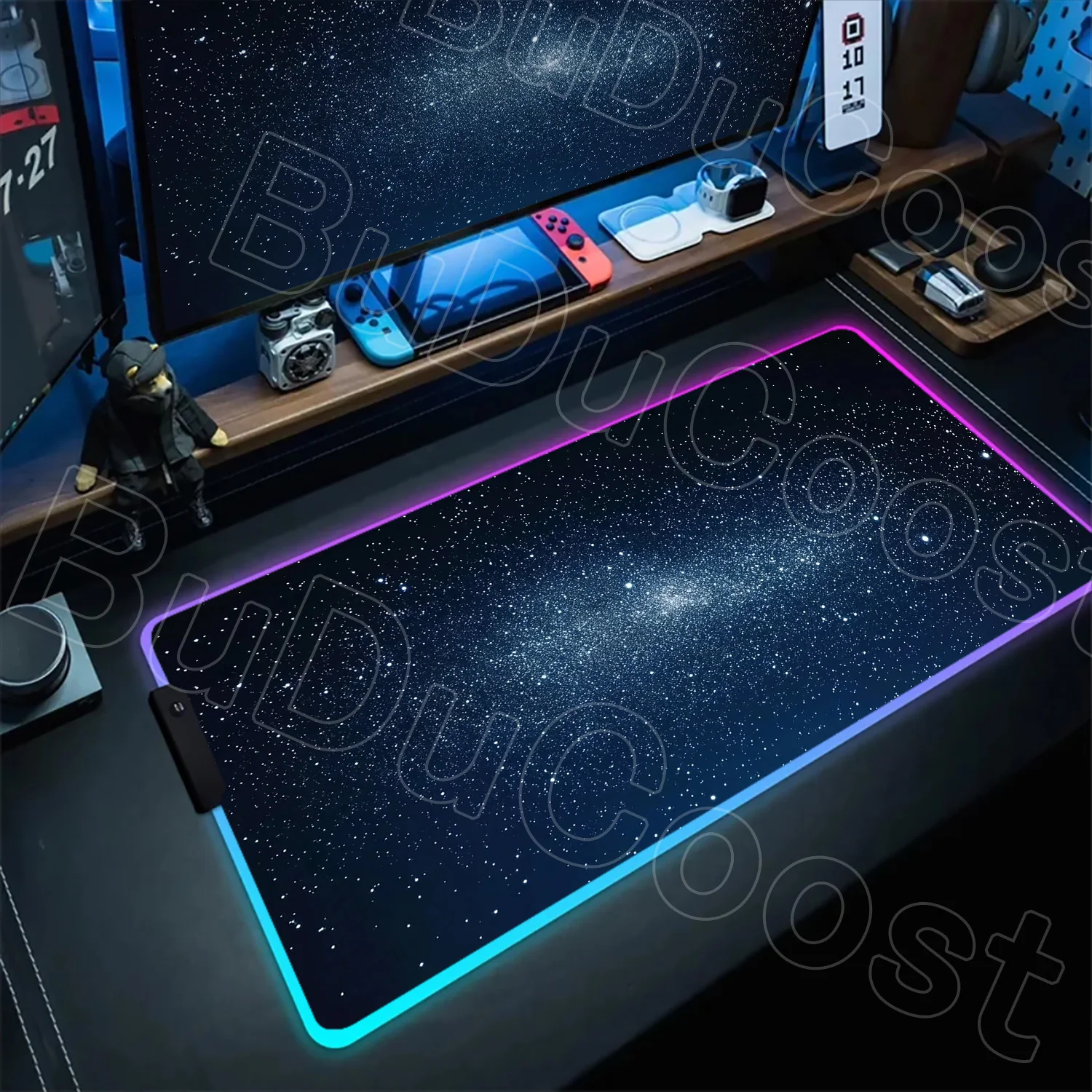 

XXL Office Gaming Universe Blue Starry Sky RGB Pretty Night Sky Mouse Pad LED Lights XXL Keyboard Desk Pad Suitable for E-sports