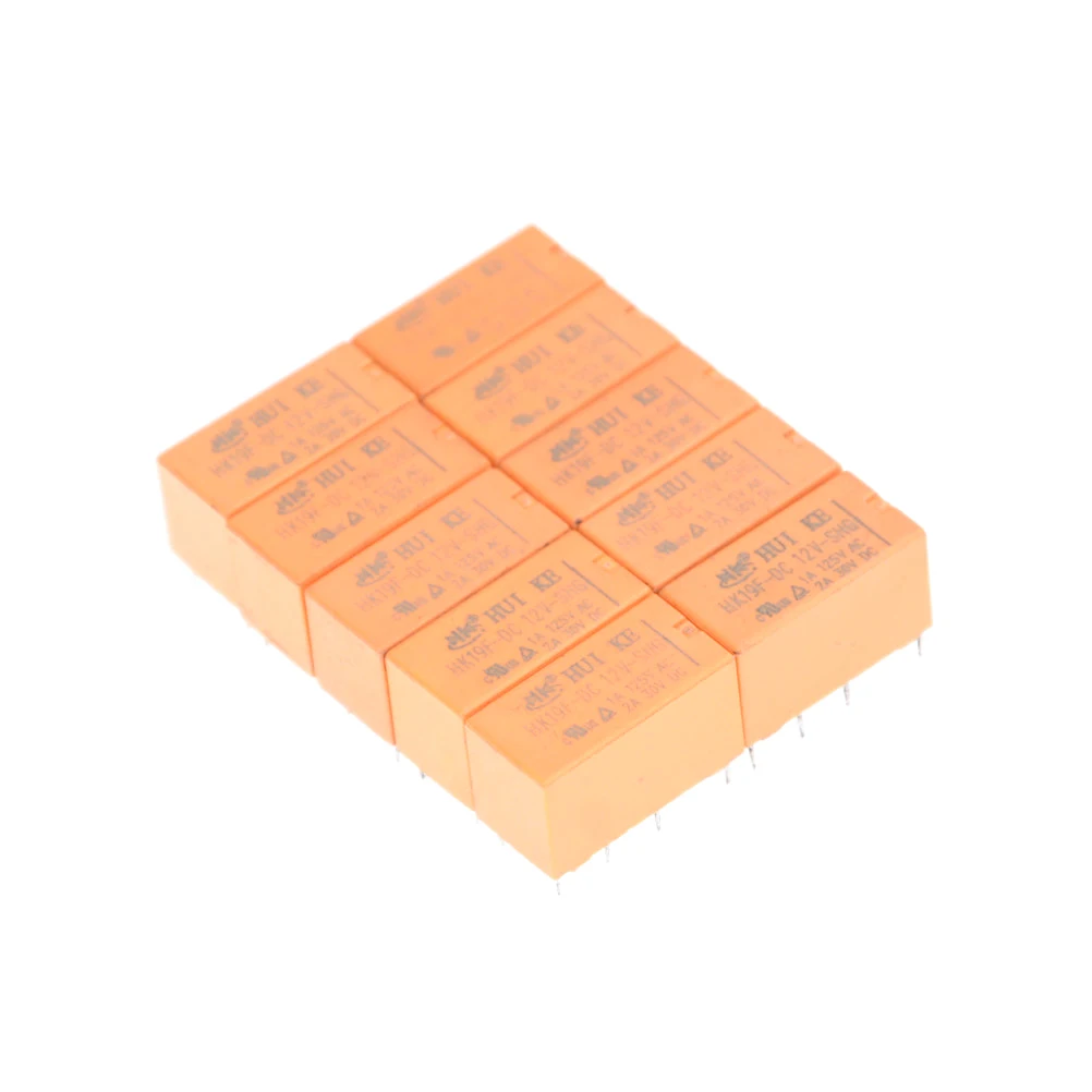 10Pcs DC 12V SHG Coil DPDT 8 Pin 2NO 2NC Mini Power Relays PCB Type HK19F Communication Signal Relay Electromagnetic Relay