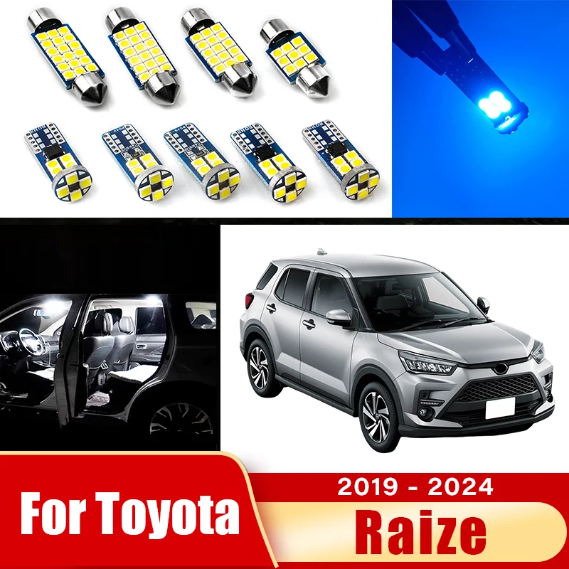15pcs Car LED Bulbs For Toyota Raize 2019 2020 2021 2022 2023 2024 Interior Reading Lamp Vanity Mirror Trunk Light Accessories