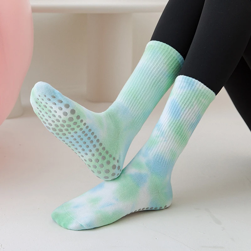 1pair Sport Yoga Socks Anti Slip Pilates Women Female Pilates Yoga Yoga Socks Tie Dye Grip Socks