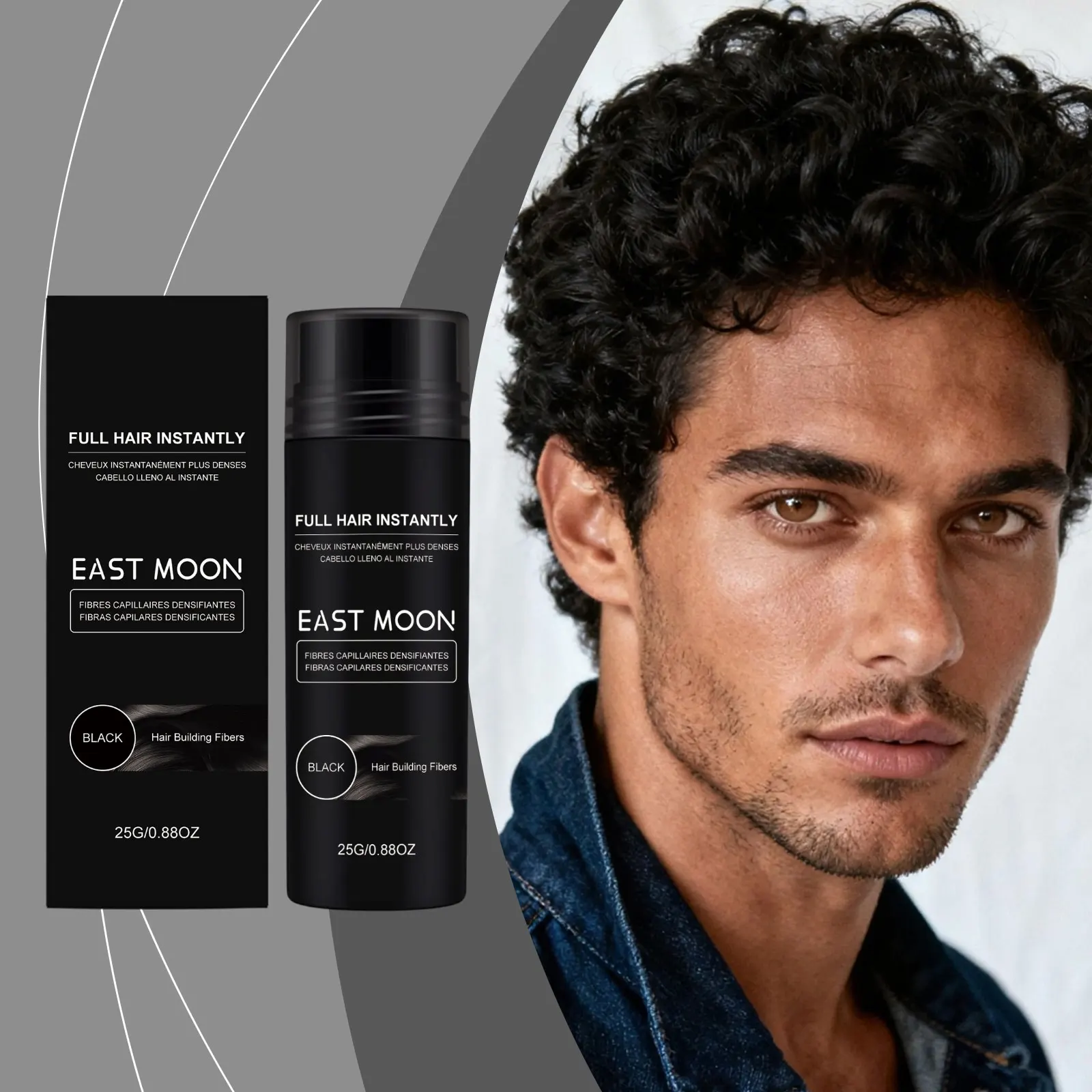 Hair Fiber Powder (Black) Gentle Natural Retouching Hair Seam Sideburns Filling Dry Fluffy