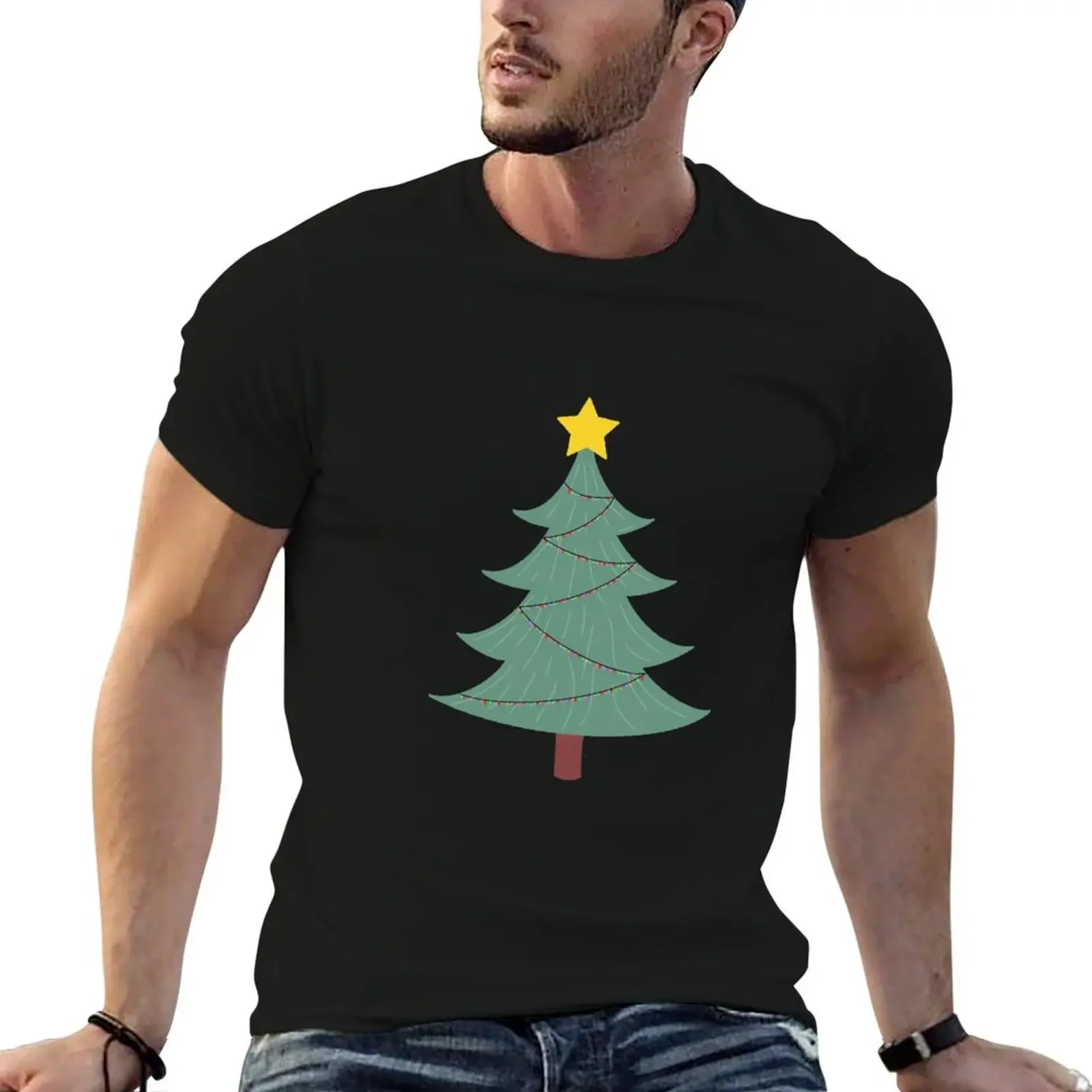 

Holiday Christmas Tree with Lights T-Shirt luxury designer oversize t-shirts man quick-drying mens graphic t-shirts big and tall