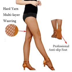 Latin profissional collants mulheres arrastão profissional collants ballroom & latin dance fio duro elástico latin meias meia-calça