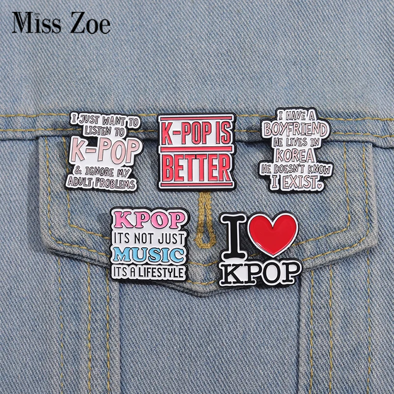 I LOVE KPOP esmaltado alfileres personalizados KPOP it NOT JUST MUSIC it A LIFESTYLE broches insignias de solapa joyería divertida regalo para amigos