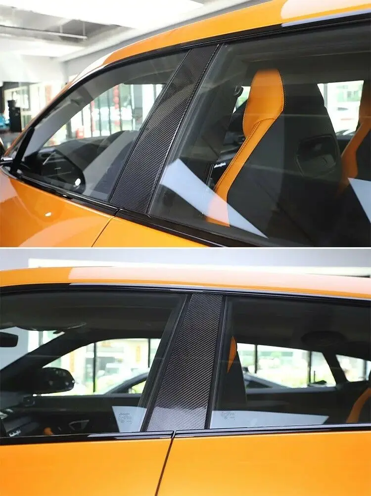 Real Dry Carbon Fiber Car Window B-Pillar Cover Trim Car Decoration Accessories Fit For Lamborghini Urus 2018-2021