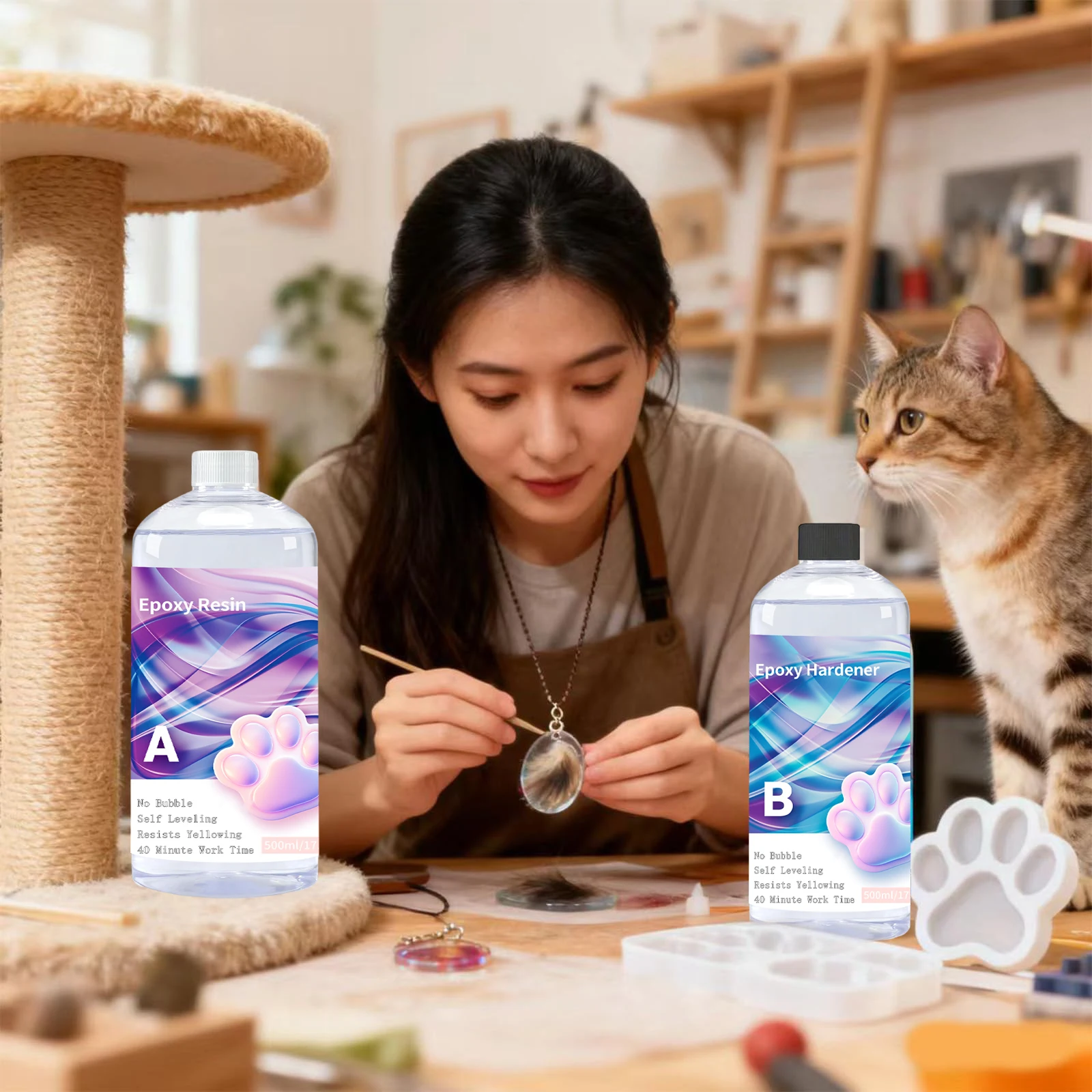 1:1 Epoxy Resin Crystal Clear Kit, Self Leveling Easy, Mix Coating and Cast for Freedom Art,Jewelry Making,Crafts DIY