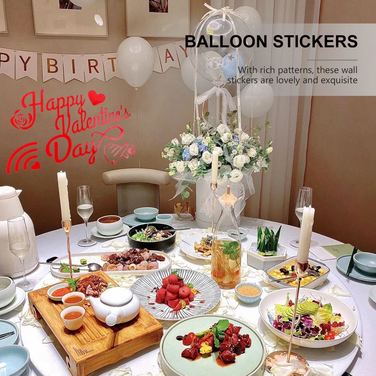 5Pcs Bubble Ball Sticker Easy to Use Colorful Balloon Stickers for Party Home Wedding Decoration Balloon Accessory Craft