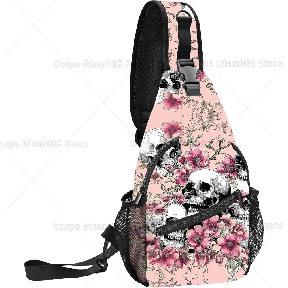 

Skull Sling Bag for Women Crossbody Backpack Lightweight Chest Daypack Fashion Shoulder Bags for Travel Hiking Biking