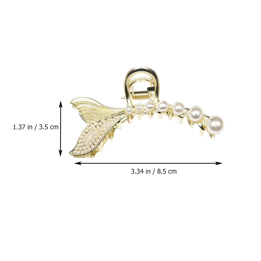 

Stylish Pearl Hairpin Zinc Alloy Fishtail Claw Clip Exquisite Female Headwear Fashionable Jewelry Gift for Girls Women