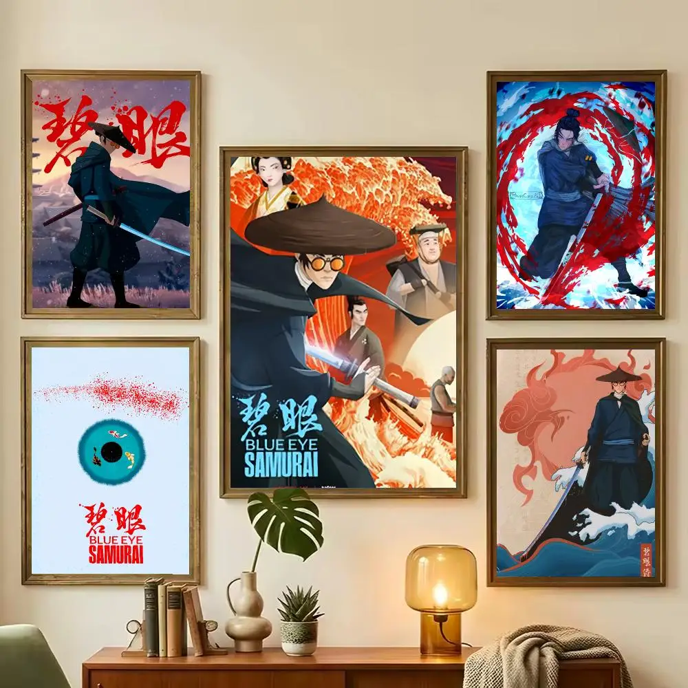 TV Series Blue Eye Samurai Painting Calligraphy Stylish Wall Art Poster, Bedroom Living Room Home Decor Gift
