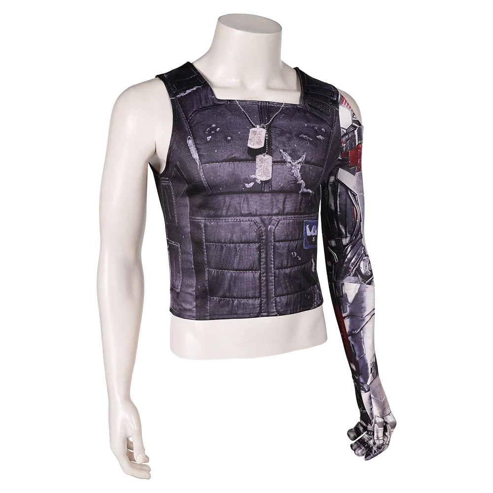 Male Johnny Cosplay Costume 2077 Silverhand Adult Men T-shirt Vest Outfits Halloween Carnival Roleplay Disguise Suit