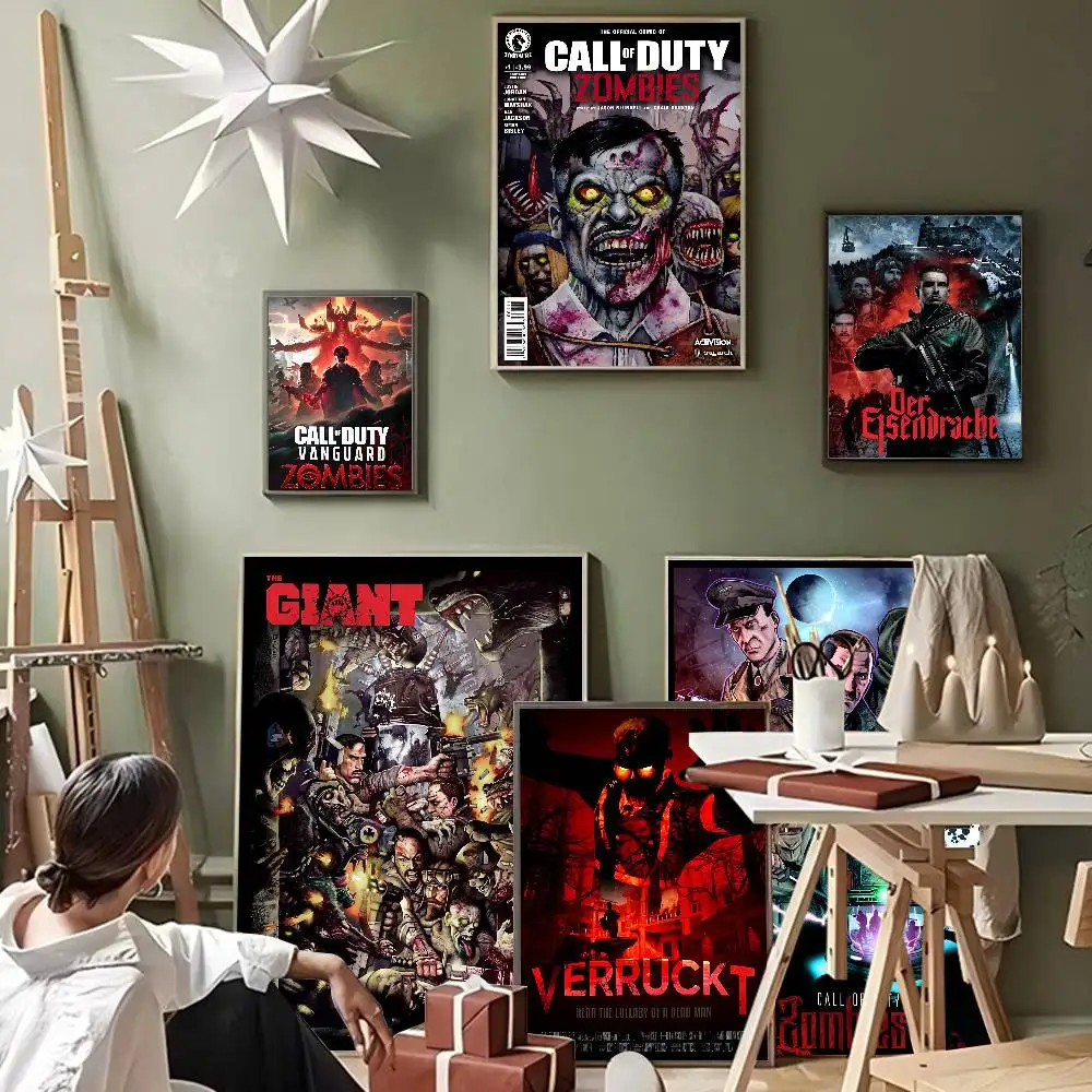 Cod Zombies Classic Vintage Movie Sticky Posters Whitepaper Sticker DIY Room Bar Cafe Posters Wall Stickers
